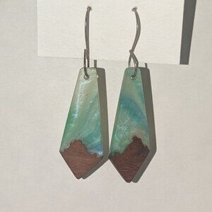 Epoxy Wood Drop Earrings